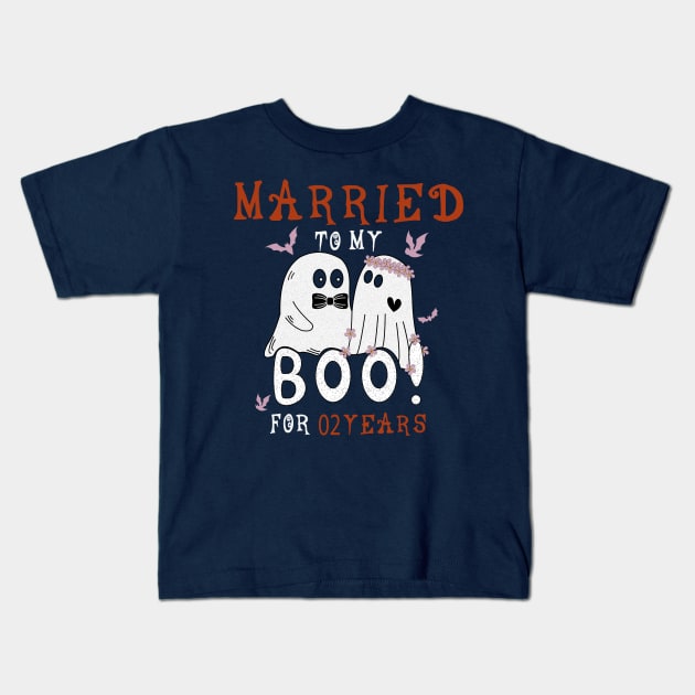 Funny 02nd Wedding Anniversary October 02nd Anniversary Kids T-Shirt by YOUNESS98